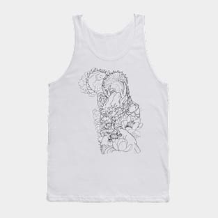 Pencil hand-drawn dragon and koi design Tank Top